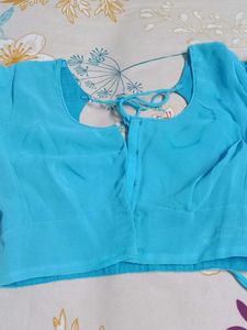 Elegant Sky Blue Embroidered Saree