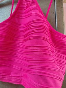 Hot Pink Ribbed Crop Top