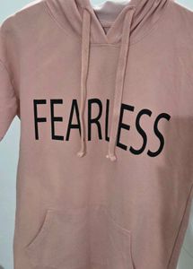 Pink Hoodie Dress with "FEARLESS" Graphic