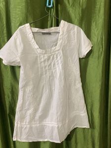 White Embroidered Tunic Top