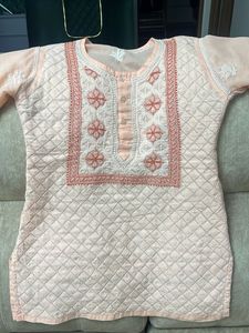 Elegant Peach Chikankari Kurta