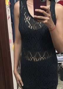 Chic Black Crochet Maxi Dress