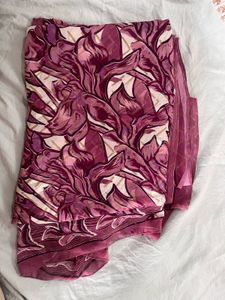 Vibrant Floral Print Saree without blouse
