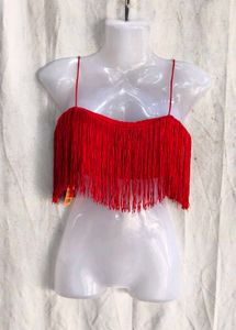 Red Fringe Crop Top with Cowboy Hat