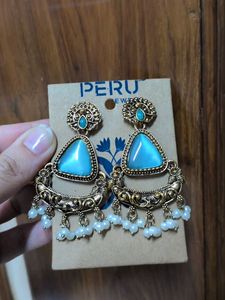 Elegant Blue Stone Dangle Earrings