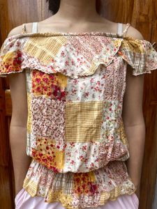Boho Patchwork Off-Shoulder Top