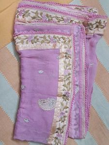 Elegant Pink Embroiderd Dupatta
