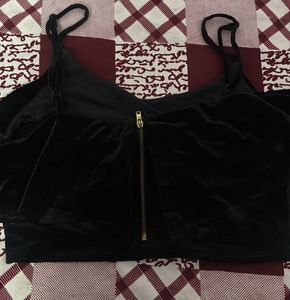 Black Velvet Layered Crop Top