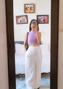 Lavender High Neck Crop Top