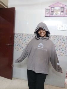 Grey Graphic Hoodie with Ears