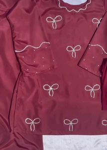 Maroon Embellished Kurta Set