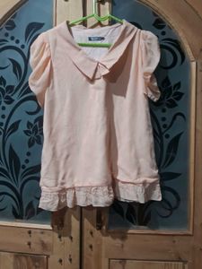 Cute Peach korean top with Collar
