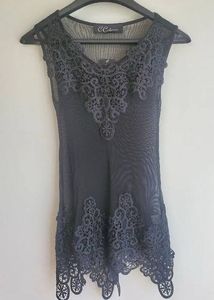 Sheer Black Lace Tunic Top