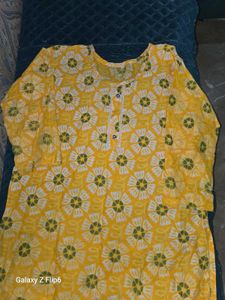 Yellow Floral Print Kurta for women