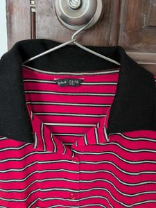 Splash Striped Cropped Polo Shirt