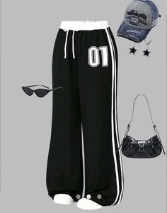 Navy Blue Wide Leg Track Pants
