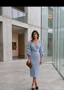 Elegant Polka Dot Wrap Dress