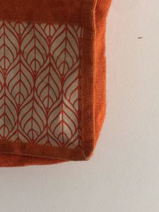 Orange Jute Tote Bag with Leaf Print