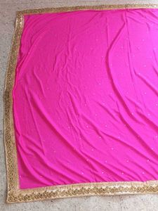 Stunning Pink Duppatta 4 Lahenga with Golden Bor