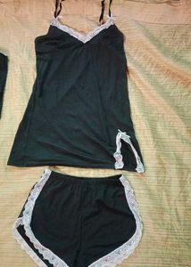 Black Lace Pajama Sexy Shorts Set