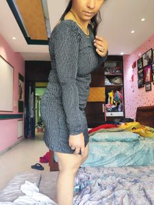 Sparkly Silver Striped Bodycon Dress
