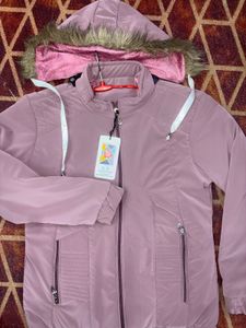 Chic Pink Puffer Jacket with Fur Hood