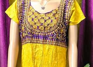 Vibrant Yellow Embroidered Kurti