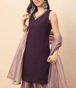 Festive Purple Short Kurta