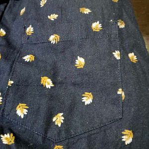 Men's Blue Floral Printed Short Sleeve Shirt