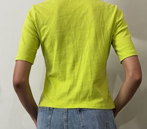 Lime Green Ribbed Polo T-Shirt