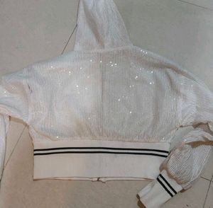 Sparkling Sequin Cropped Hoodie