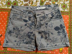 Floral Print Denim Shorts