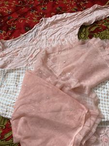 Pink Kurta with Floral Embellishments