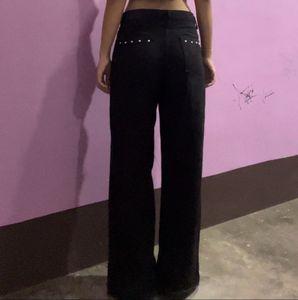 (studded)Black Wide Leg Jeans
