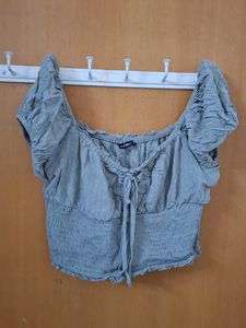 Chic Ruched Off-Shoulder Tie-Up Crop Top