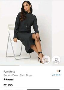 Brand New Elegant Black Button-Down Shirt Dress
