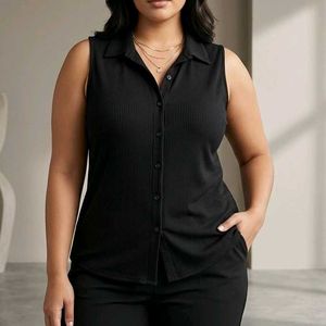 Sleeveless Button-Up Shirt