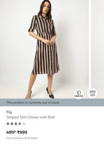 FIG - Striped Shirt Dress with Belt