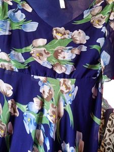 Flowy Floral Blue Midi Dress