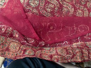 Elegant Maroon &amp; Gold Embroidered Saree