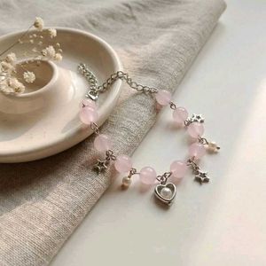 Pink Beaded Charm Bracelet