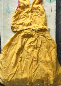 Yellow Ethnic Kurta and Skirt Set