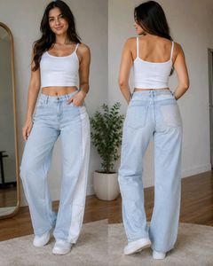 Women's Light Wash Wide-Leg Denim Jeans – Casual