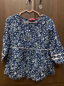 Blue & White Block Print Kurti