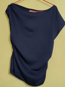 Navy Blue Drape Tunic Top