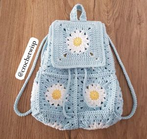 Handmade Daisy Crochet Backpack