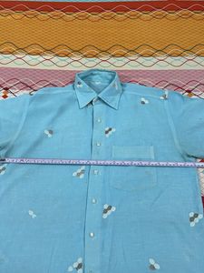 Men's Blue Short Sleeve Button-Up Shirt