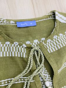 Chic Olive Green Embroidered Dress