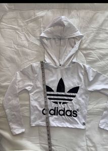Adidas White Cropped Hoodie