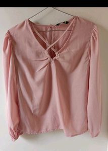 Chic Pink Criss-Cross V-Neck Top